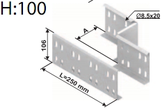 Редукция правосторонняя для перфорированного лотка высотой 100 мм